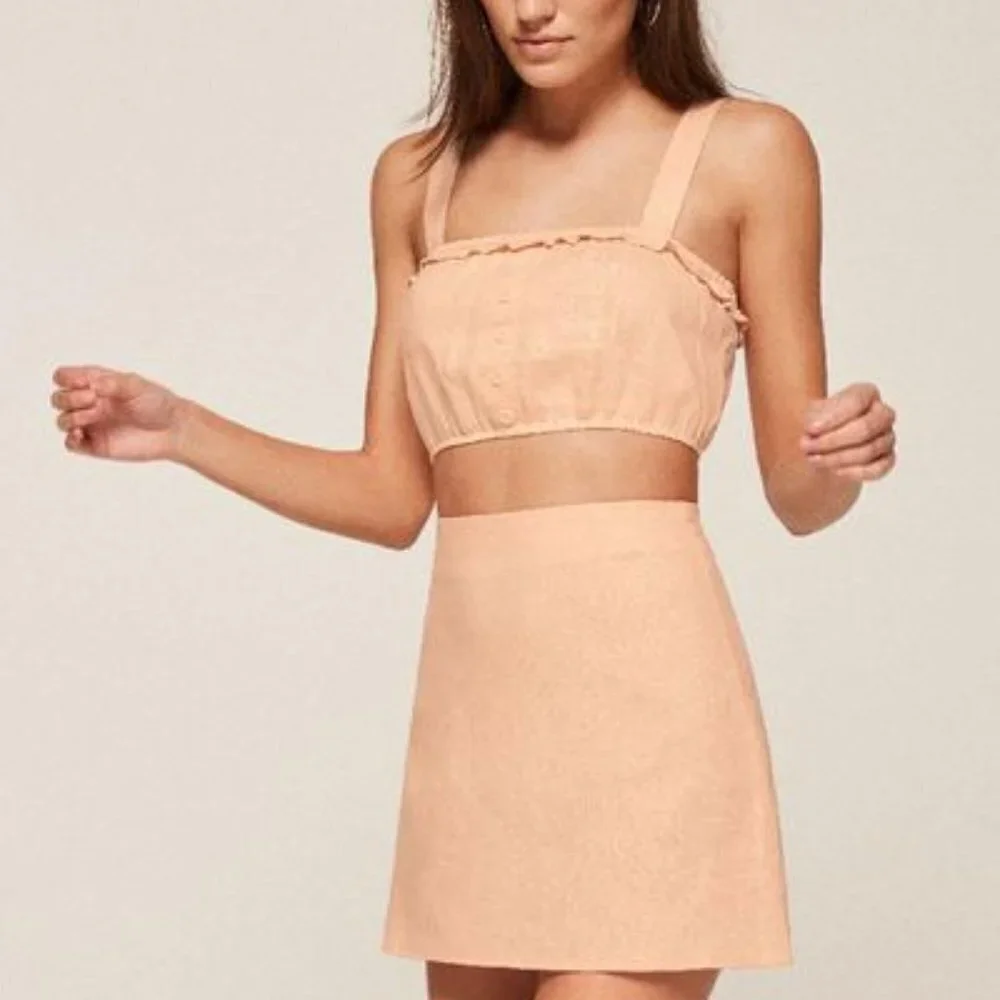 Reformation Carolisa Skirt Set in Peach size 6 NWT